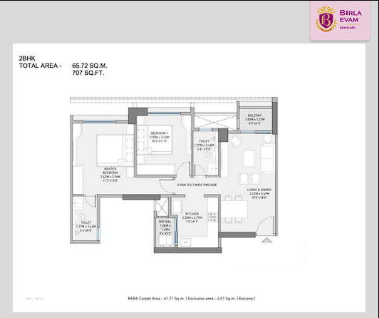 2 BHK Floor Plan