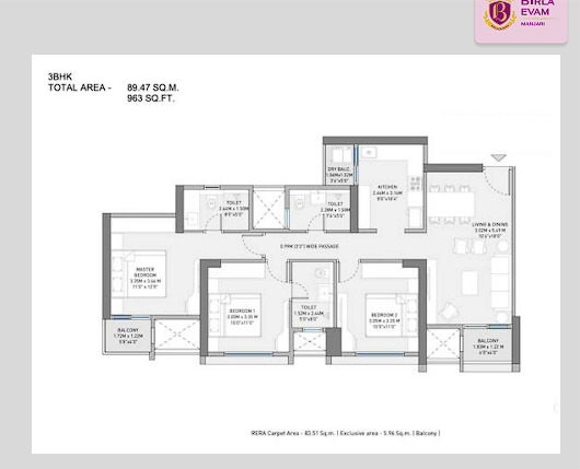 3 BHK Floor Plan